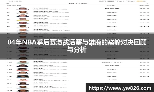 04年NBA季后赛激战活塞与雄鹿的巅峰对决回顾与分析